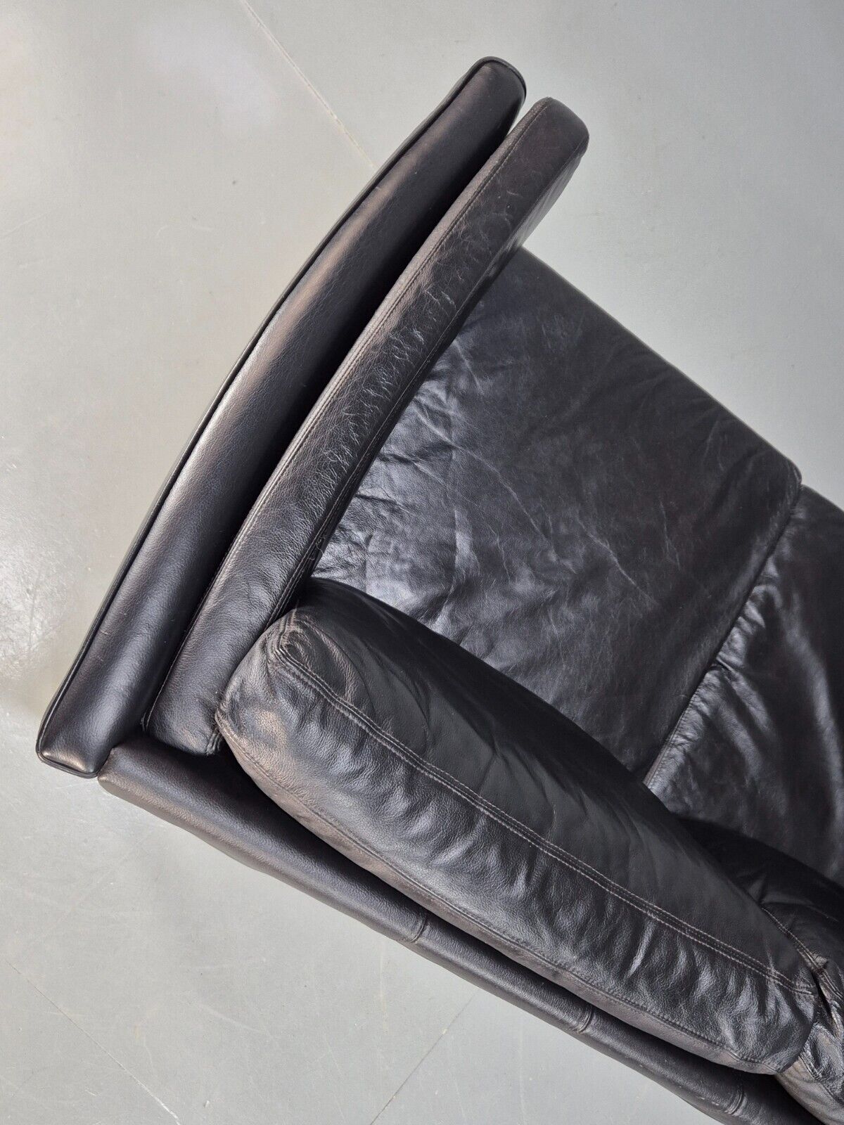 Vintage Danish 2 Seat Sofa Black Leather 1980s Retro MCM EB8697 M2SS - UKDK FURNITURE