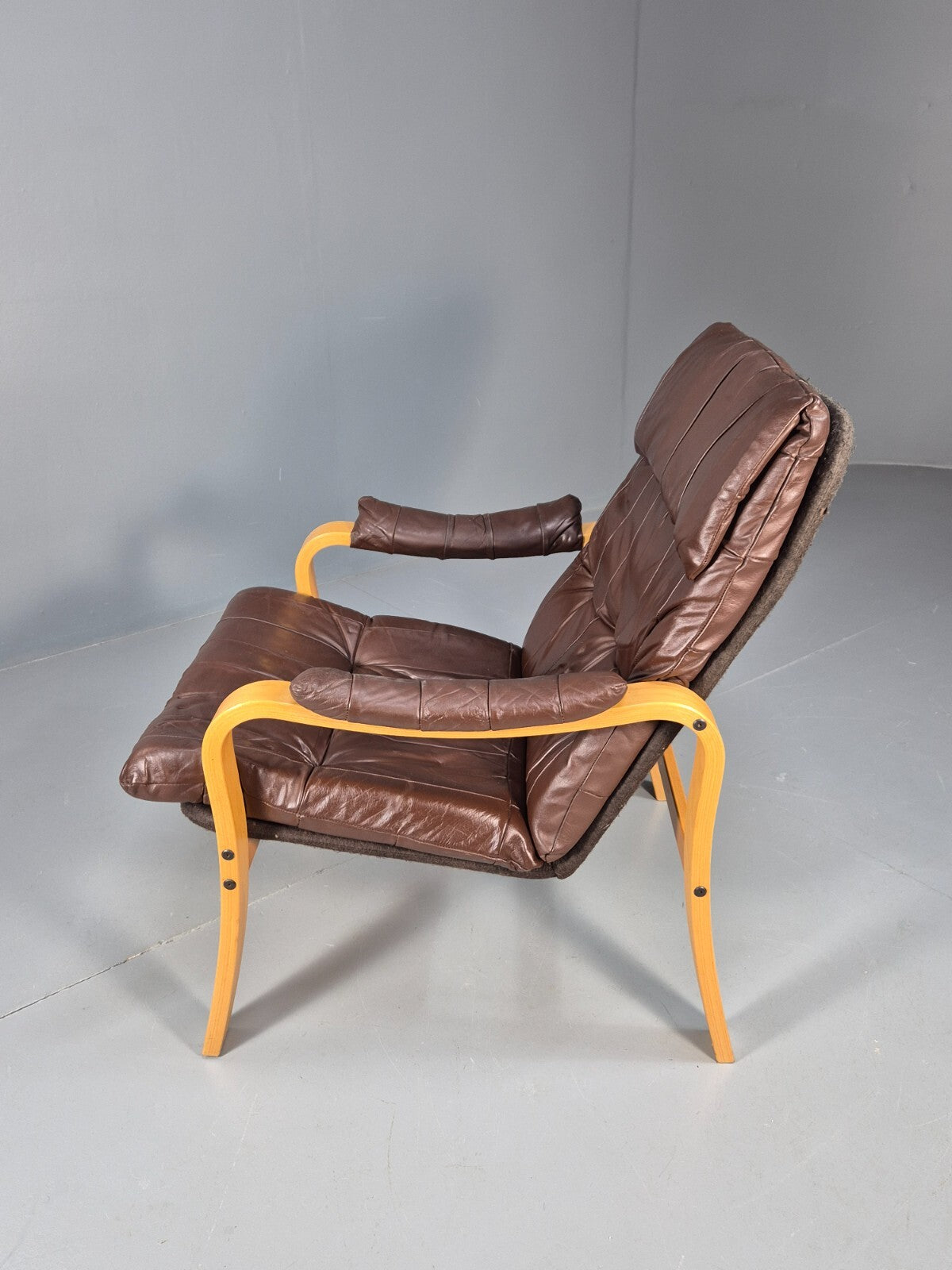 Brown Leather Bentwood Armchair Danish Modern Design Mid Century EB9248 MBEN - UKDK FURNITURE