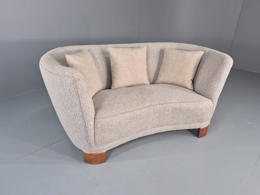 Vintage Art Deco Banana 2 Seat Sofa Danish New Upholstery 1930s EB11833 M2SS1