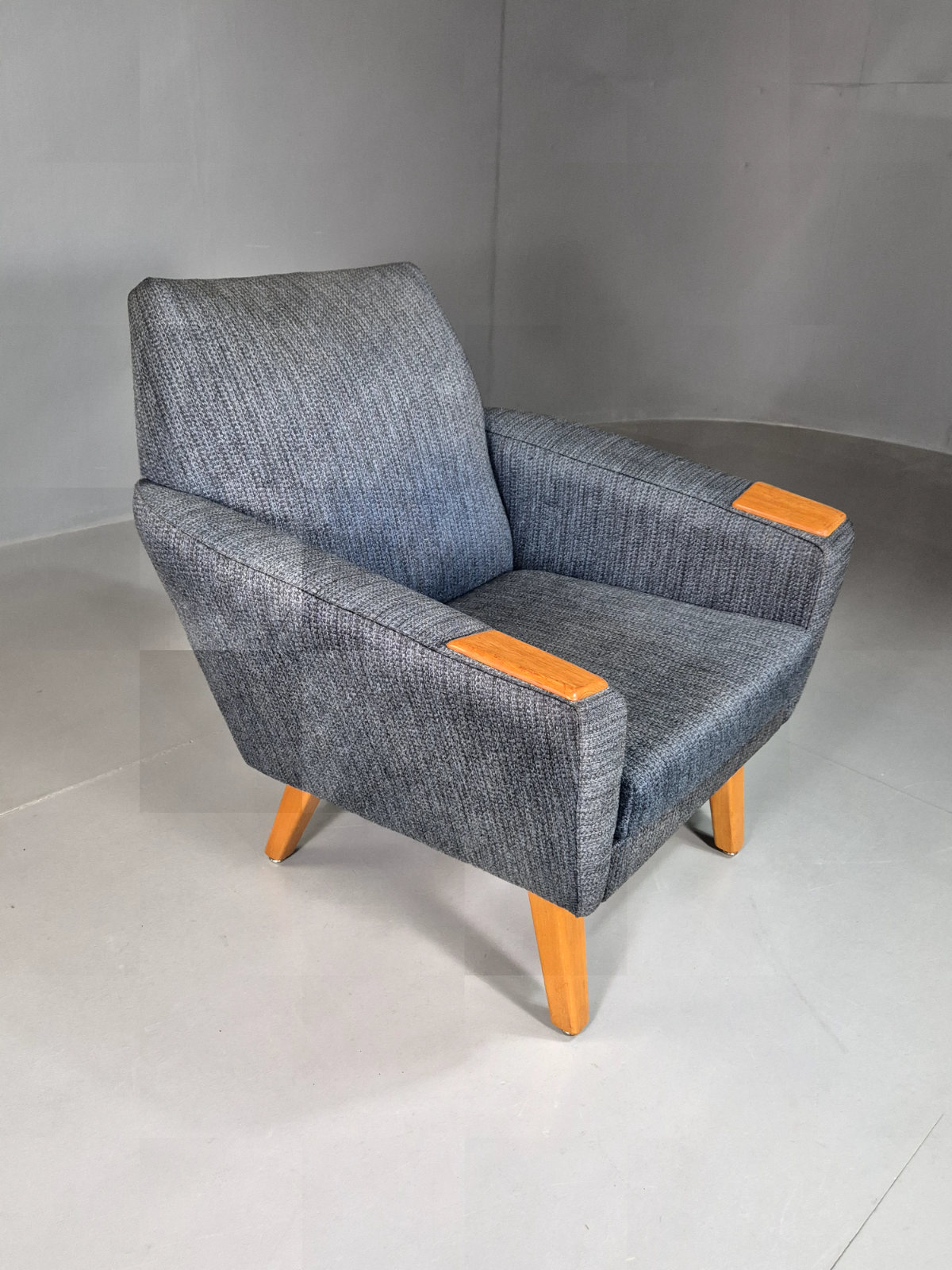 Vintage Swedish Lounge Chair Blue Wool Teak Paws 1960s Retro MCM EB7510 MNOR - UKDK FURNITURE