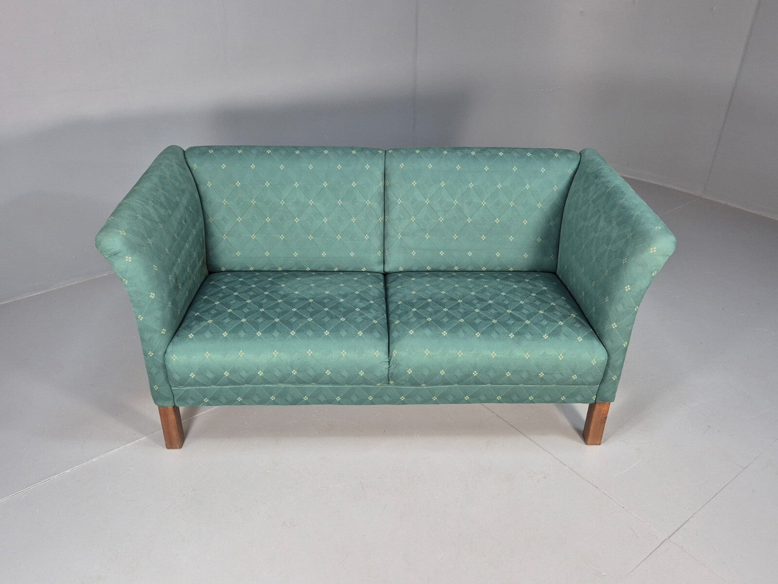 Vintage Danish Green 2 Seat Classic Mid Century Shaped Sofa 1980s EB9565 M2SS - UKDK FURNITURE