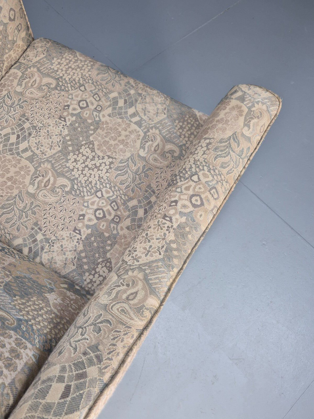 Vintage Danish Lounge Chair Abstract Floral 1980s Material Retro EB09600 MNOR - UKDK FURNITURE