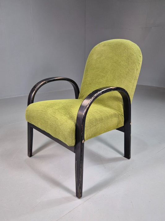 Vintage Lounge Chair Green Cloth Bentwood Frame 1950s Retro EB7611 MBEN - UKDK FURNITURE