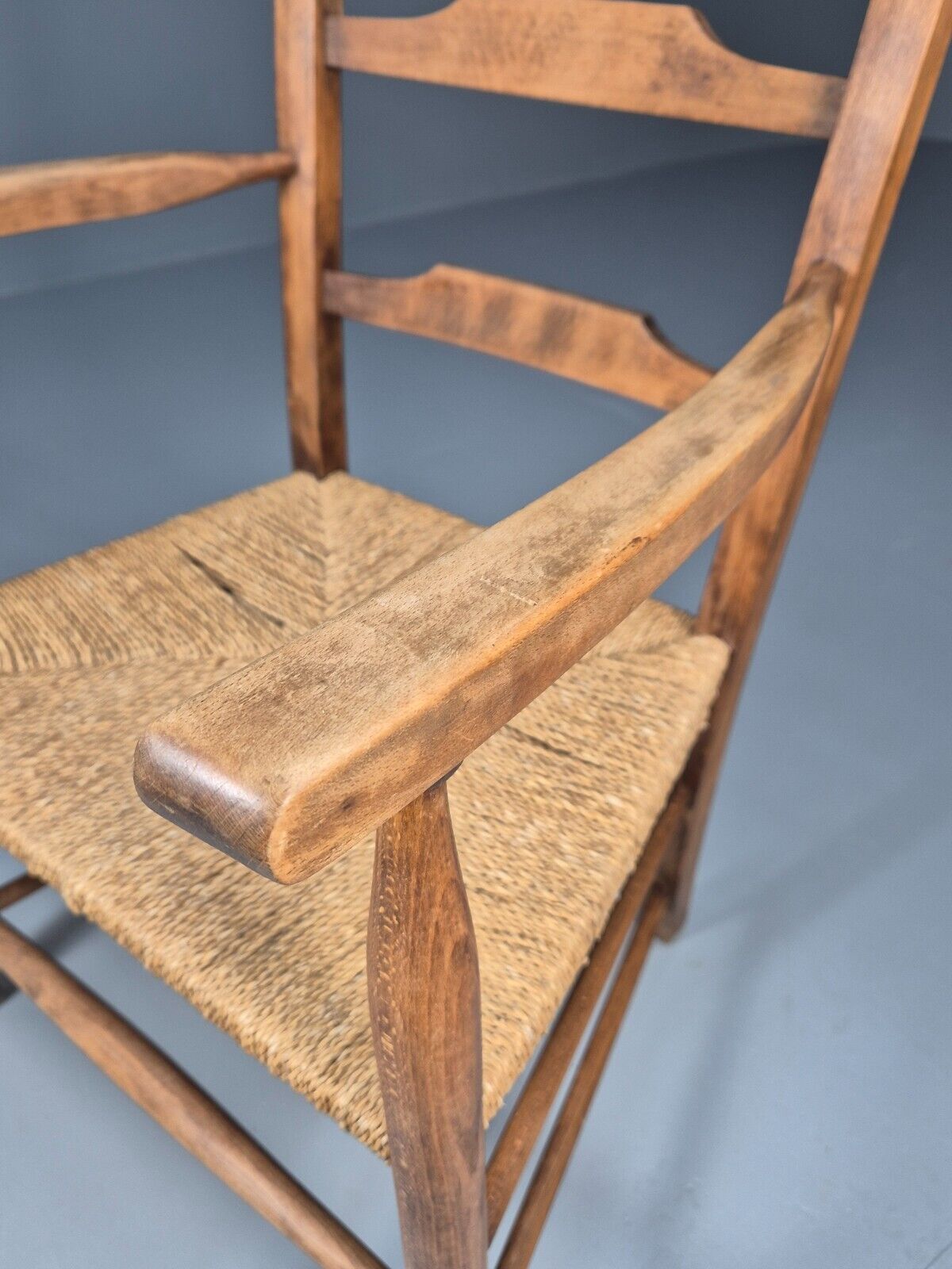 Vintage Danish Ladder Back Chair With Seagrass Seat EB8870 VBER - UKDK FURNITURE
