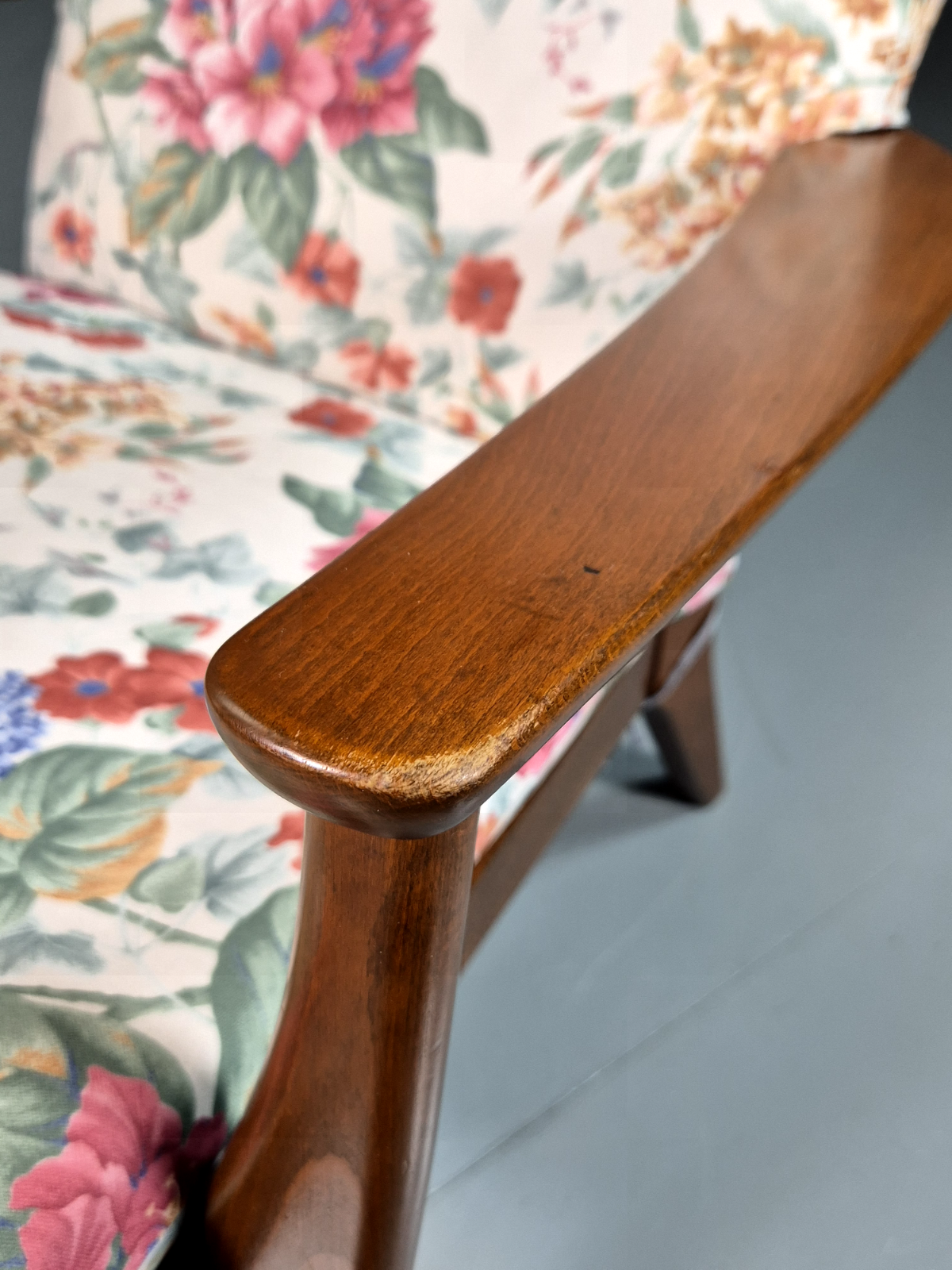 Vintage Lounge Chair Beech Frame Floral Parker Knoll Retro MCM 1960s EB7332 MNOR14