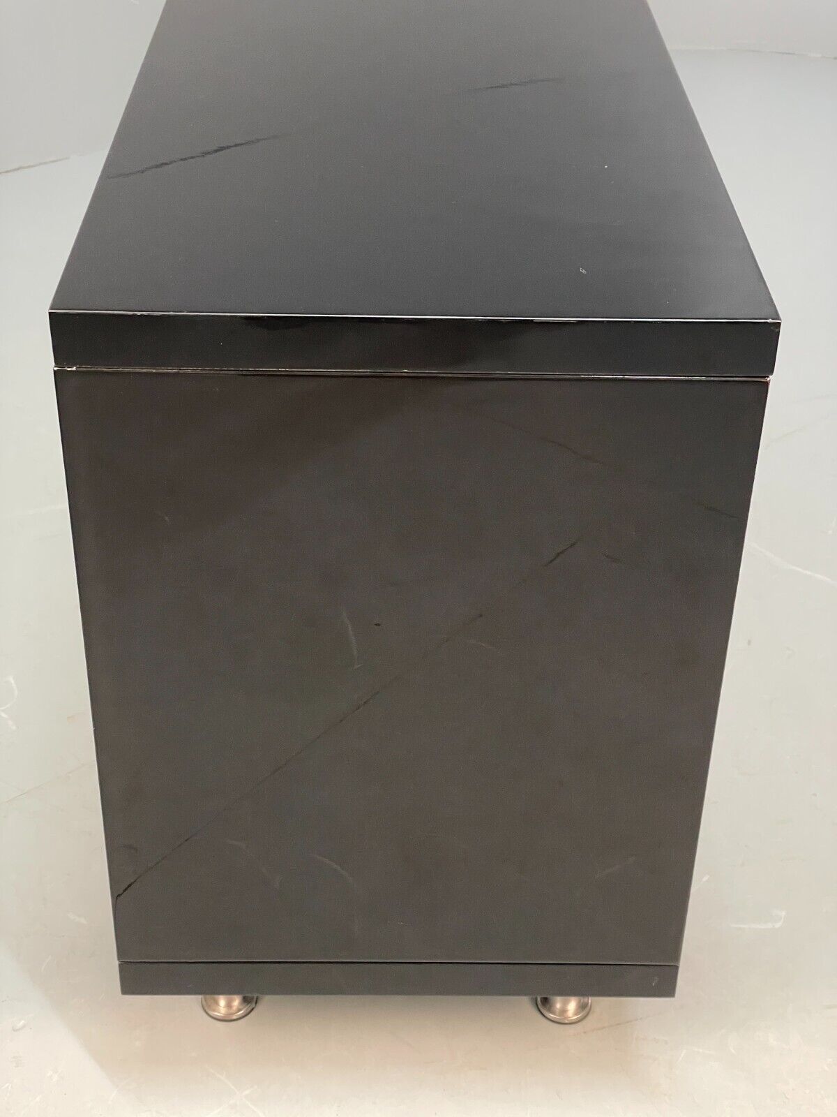 Modern Gloss Black Media Unit Sideboard With Metal Legs EB8660 MWOO - UKDK FURNITURE