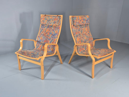 2 Vintage Bentwood Lounge Chairs Finn Ostergaard 1980s Retro MCM EB11337 MBEN1