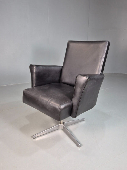 Vintage Desk Chair Black Vinyl 1960s Retro EB7890 MSWI - UKDK FURNITURE