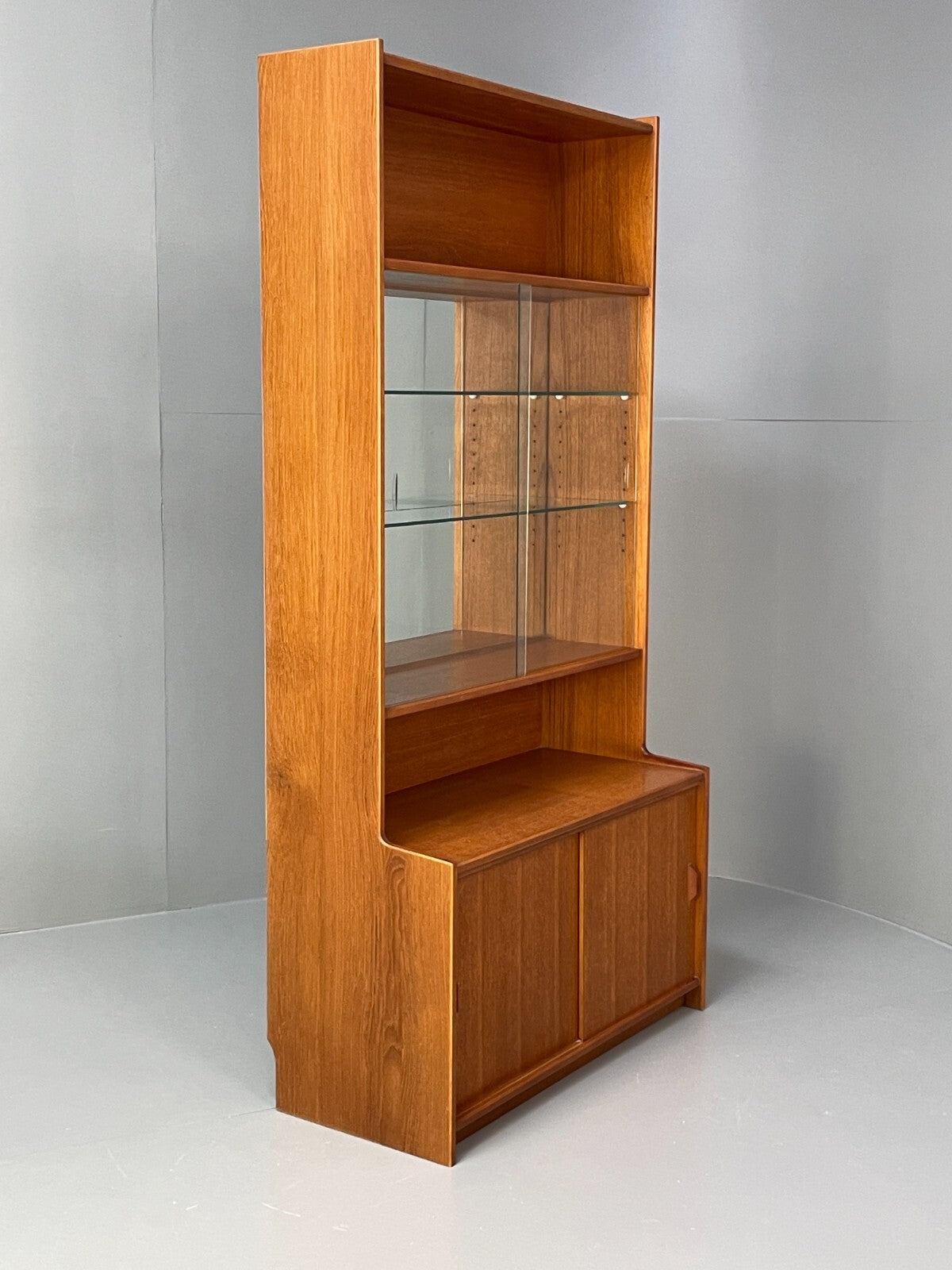 Vintage Teak Wall Unit By Gibbs Furniture 1970s Glazed EB9715 MWOO - UKDK FURNITURE