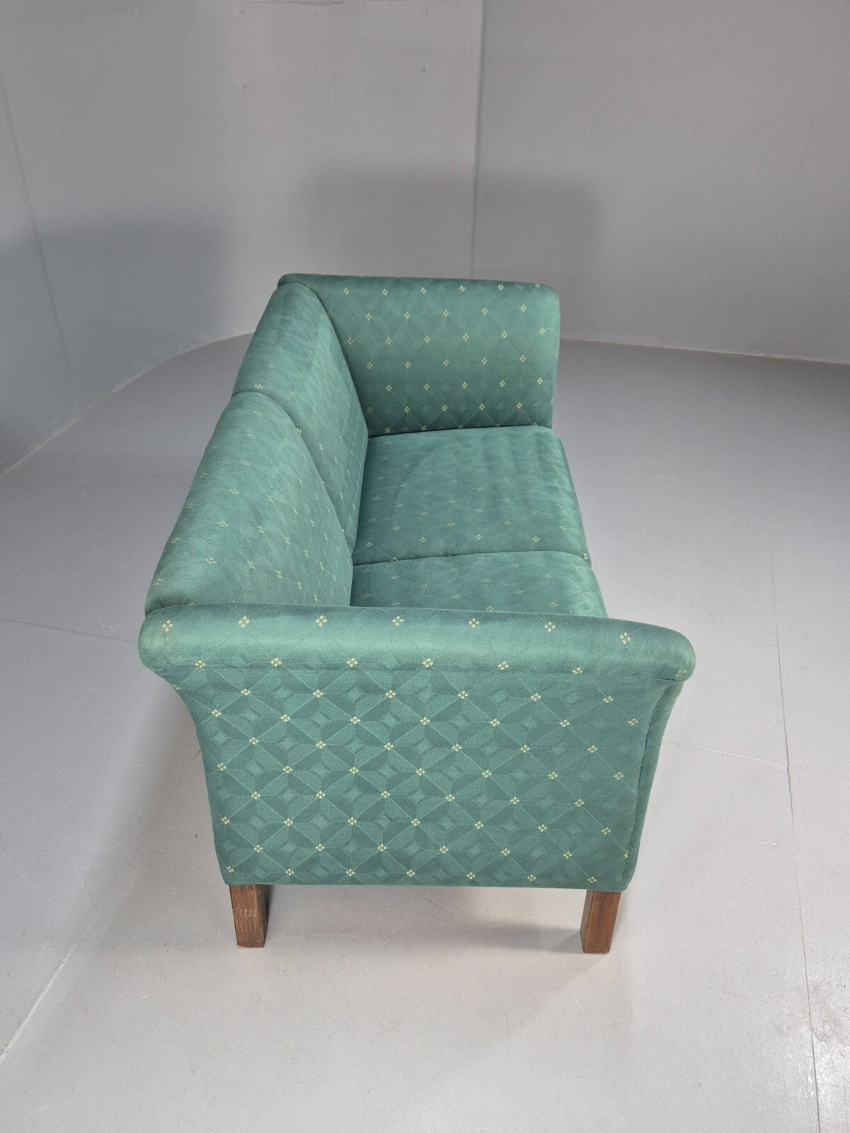 Vintage Danish Green 2 Seat Classic Mid Century Shaped Sofa 1980s EB9565 M2SS - UKDK FURNITURE