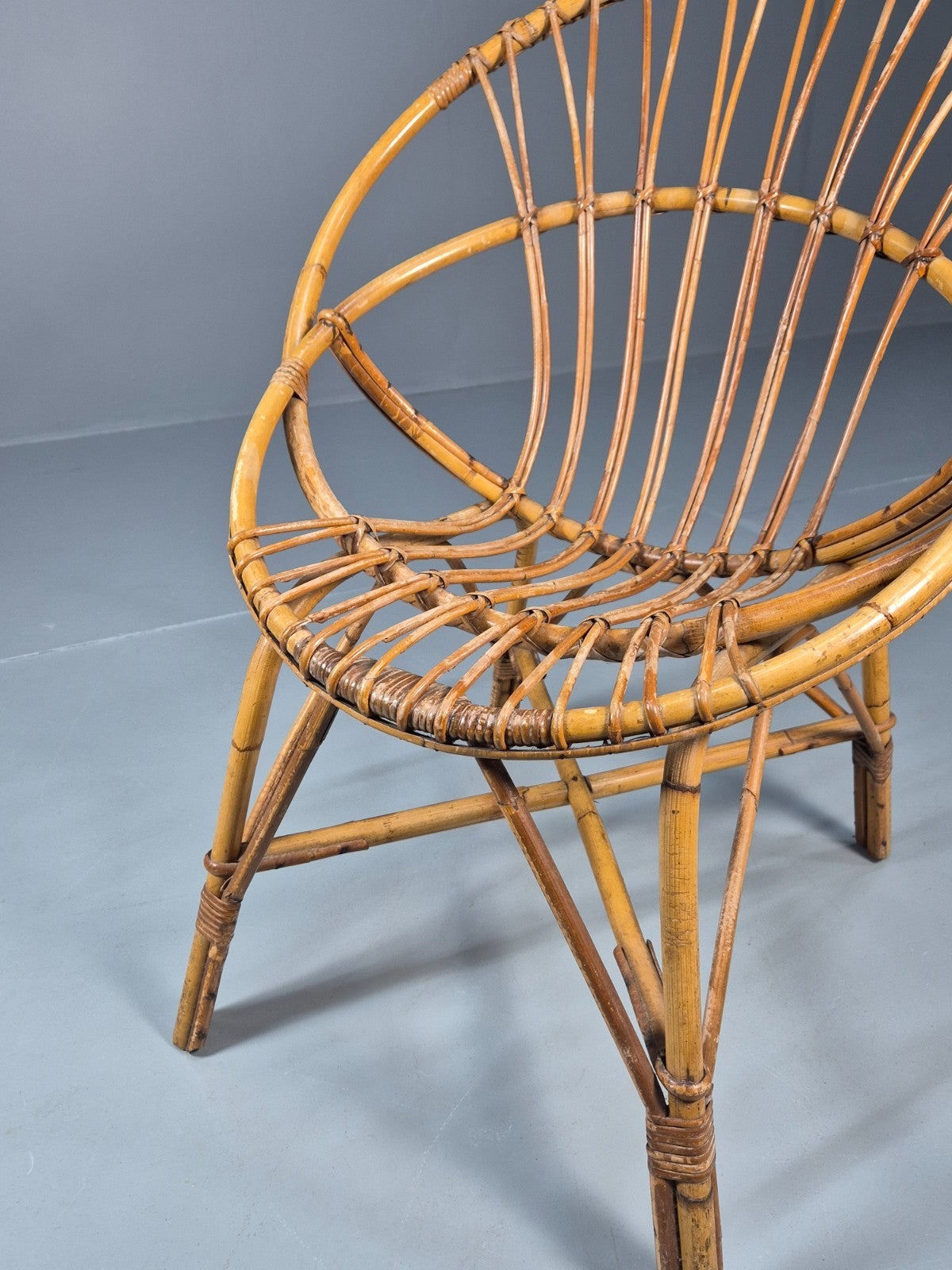 1950s Cane Work Circle Chair  Original Condition Retro EB10643 VBER10