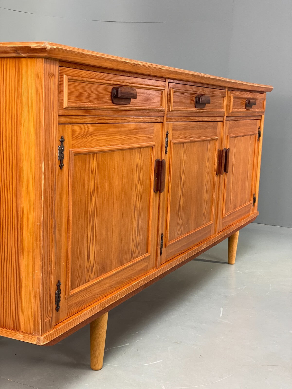 Vintage Pine Sideboard With Teak Handles Retro Unique Design EB9427 MWOO - UKDK FURNITURE