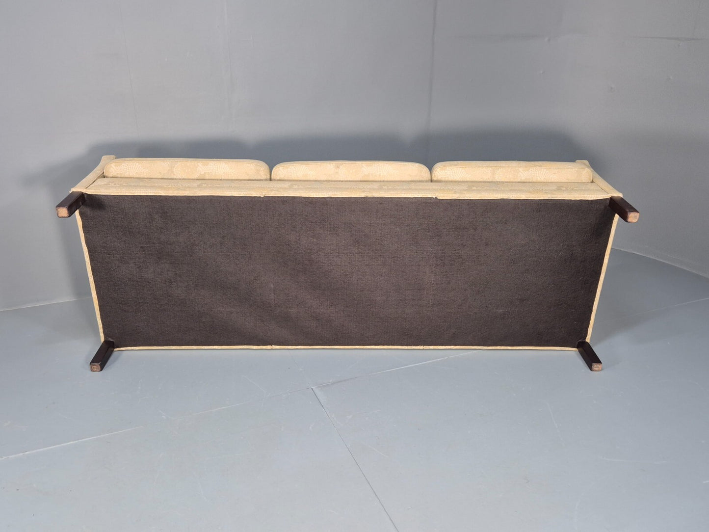Vintage Danish 3 Seat Sofa Mid Century Shape Floral Cream Cotton 70s EB9579 M3SS - UKDK FURNITURE