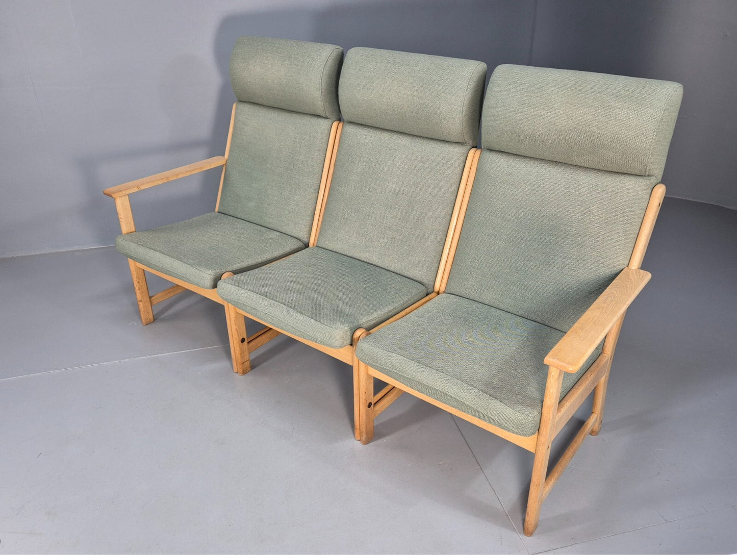 Green Wool and Oak Vintage Danish Sofa 1970s Modern Design Retro EB9263 M3SS - UKDK FURNITURE