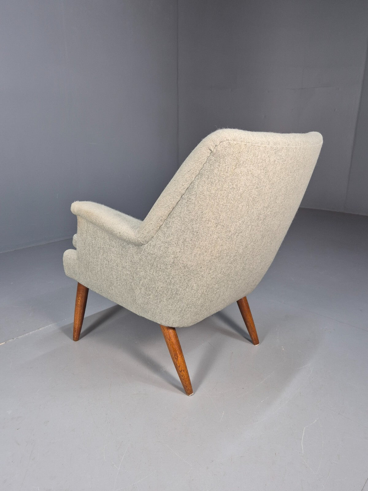 Mid Century Danish Chair Light Mint Grey Wool Oak Legs Vintage MNOR - UKDK FURNITURE