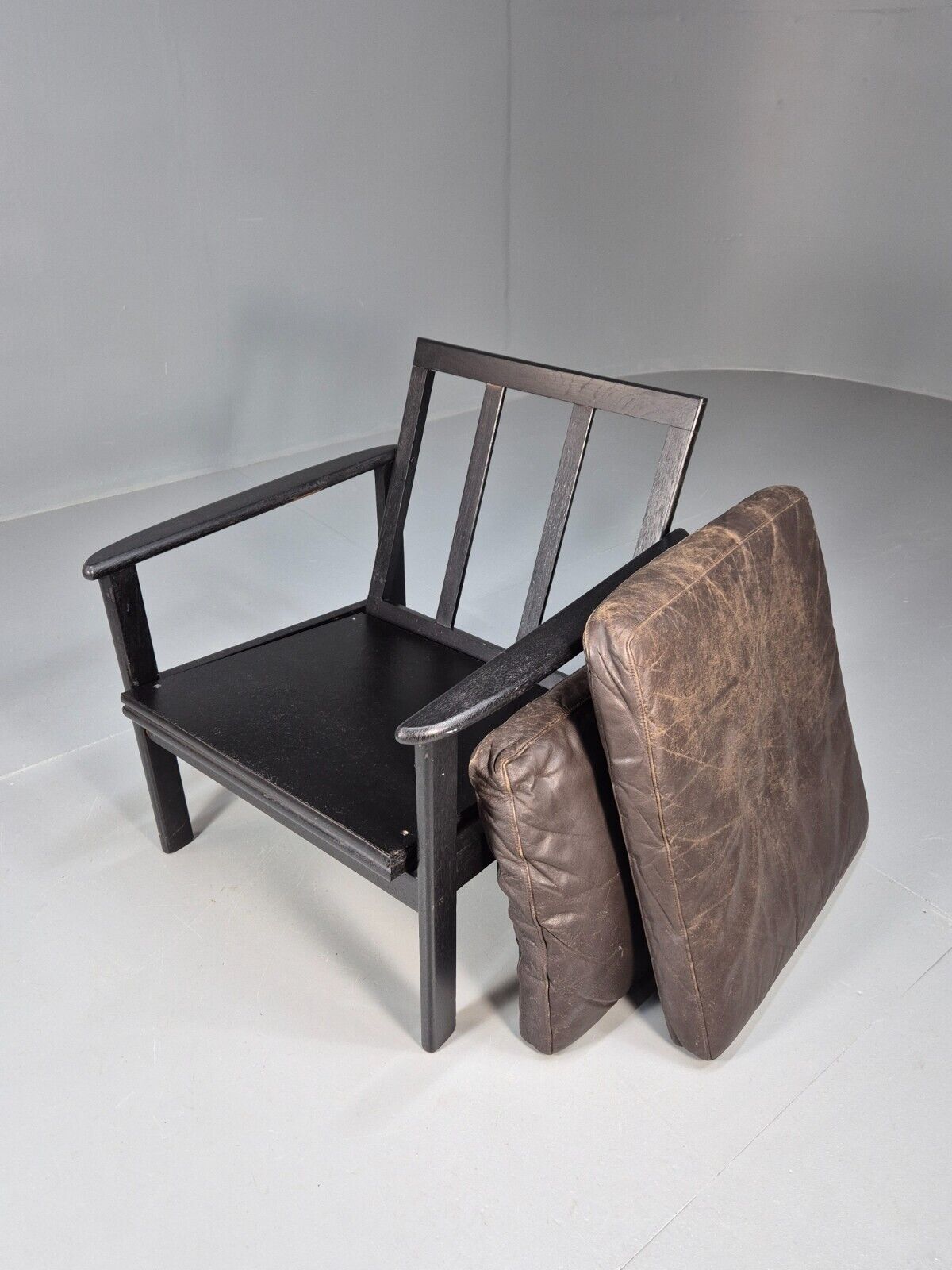 Vintage Danish Lounge Chair Brown Leather Beech Frame 1960s Retro EB8965 MNOR - UKDK FURNITURE