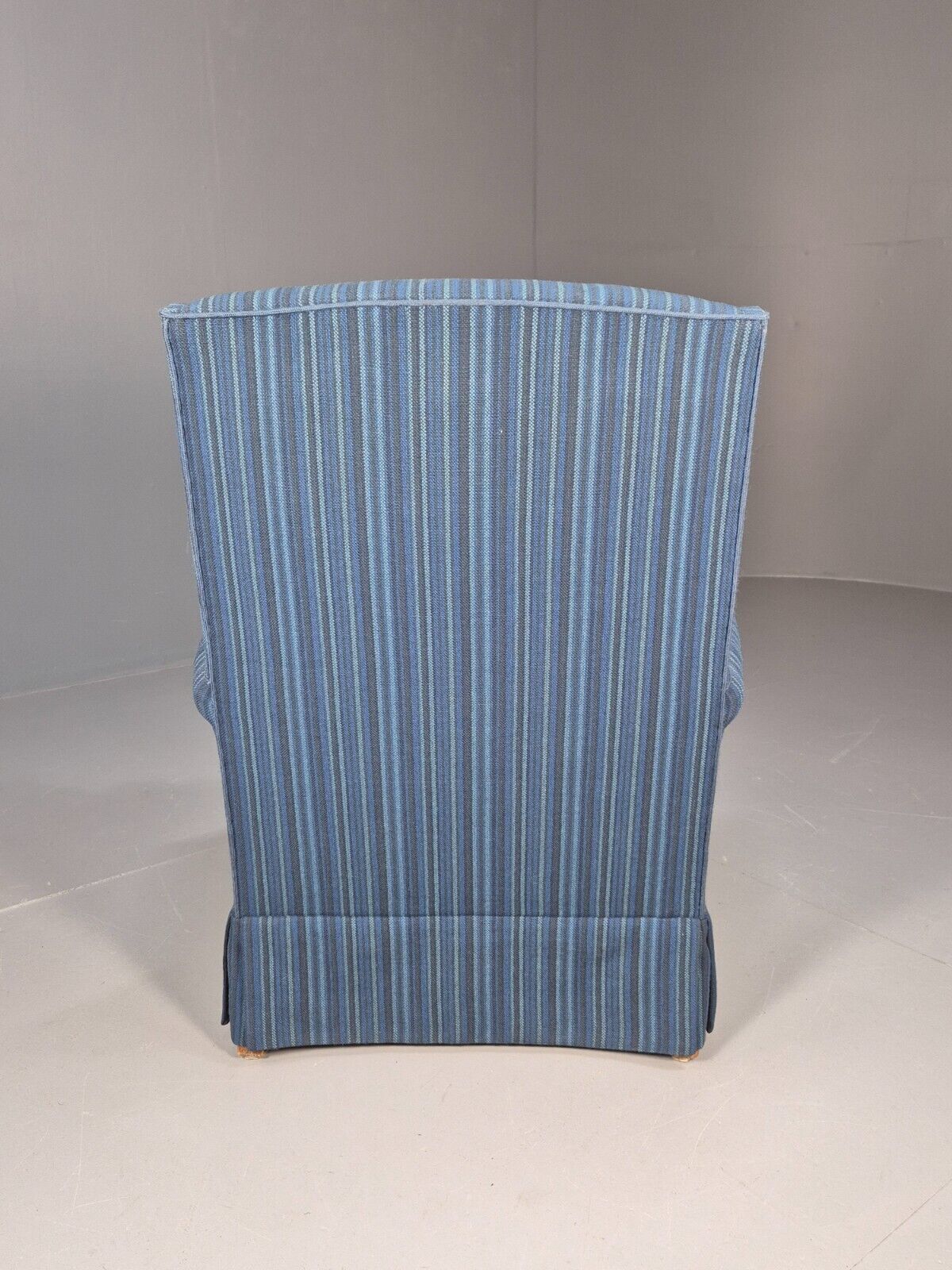 Vintage Danish Wingback Lounge Chair Blue Stripe Wool Cover 1950s Eb9024 VCLO - UKDK FURNITURE