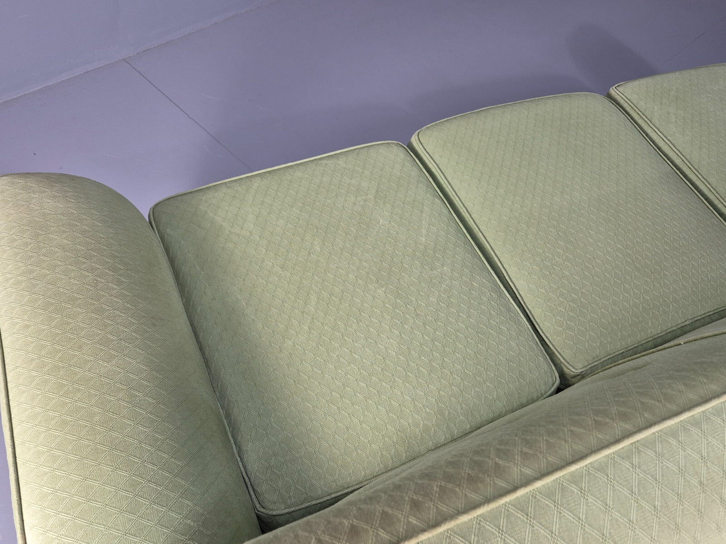 Vintage 1960s 3 Seat Sofa Green Cotton Fabric Mid Century UK Made EB9462 M3SS - UKDK FURNITURE