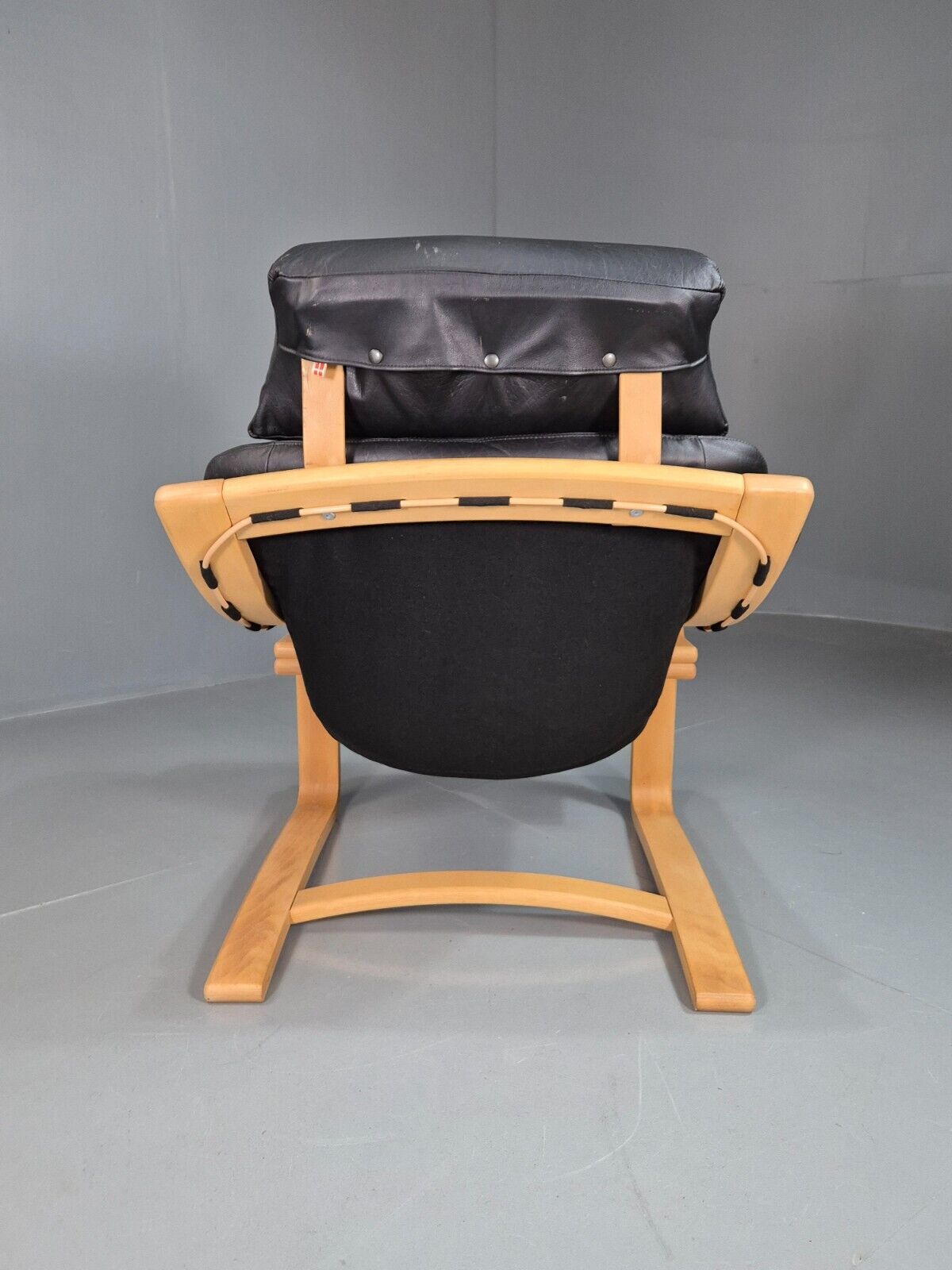 Vintage Danish Lounge Chair Black Leather Bentwood Skippers Retro EB7591 MBEN - UKDK FURNITURE