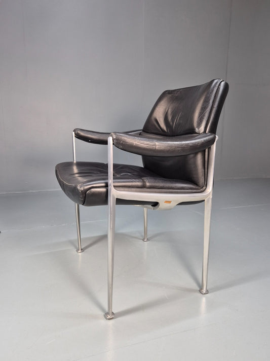 Roder Sohne Leather and Aluminium Boardroom Chair 1960s Retro MCM EB10644 MNOR1