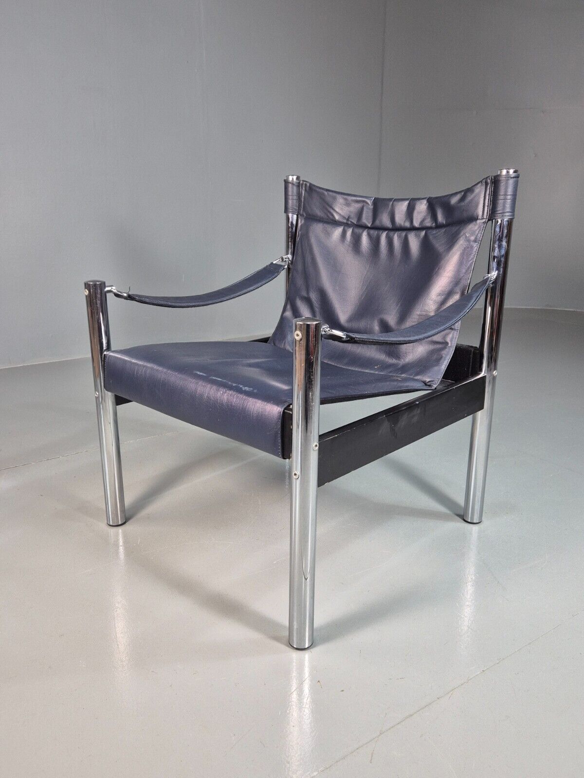 Vintage Danish Leather Safari Chair Borge Johansen 1970s EB7758 MNOR - UKDK FURNITURE
