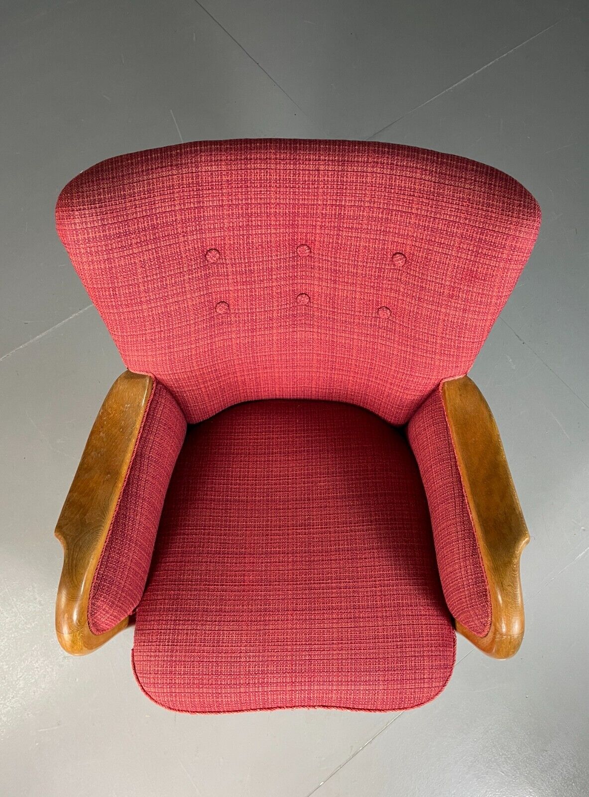 Vintage Danish Lounge Chair Red Slagelese Mobler Retro MCM EB6777 MNOR - UKDK FURNITURE