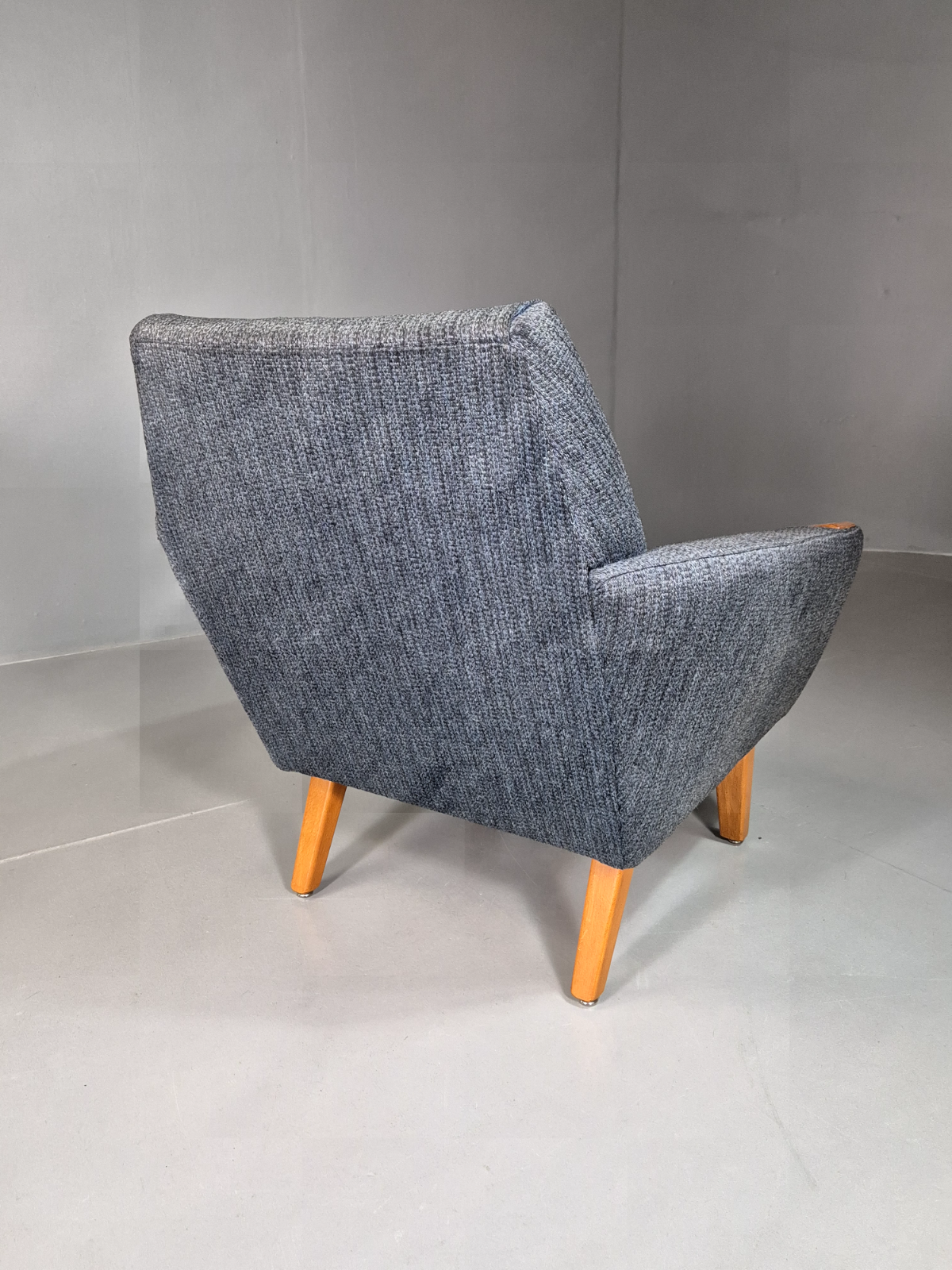 Vintage Swedish Lounge Chair Blue Wool Teak Paws 1960s Retro MCM EB7510 MNOR - UKDK FURNITURE