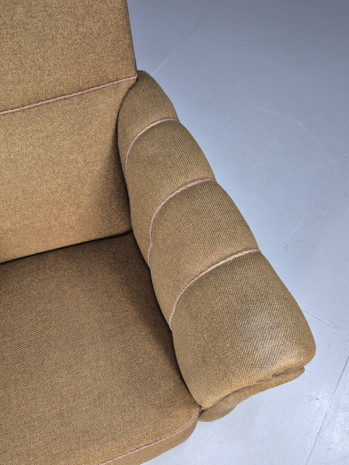 Vintage Danish Lounge Chair Green Wool Upholstery Bun Feet 1920s EB9006 VCLO - UKDK FURNITURE