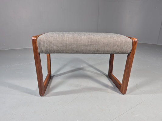 Vintage Midcentury Teak Footstool 1970s Retro New Upholstery EB11775 MFOO1