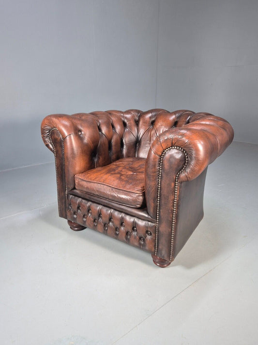 Vintage Chesterfield Club Chair Brown Deep Buttoned Leather EB8520 VLEA - UKDK FURNITURE