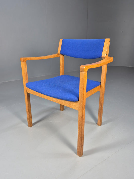 Vintage Danish Mid Century Armchair, Blue Cloth, Oak Frame 1970s MCM EB9381 MDIN - UKDK FURNITURE