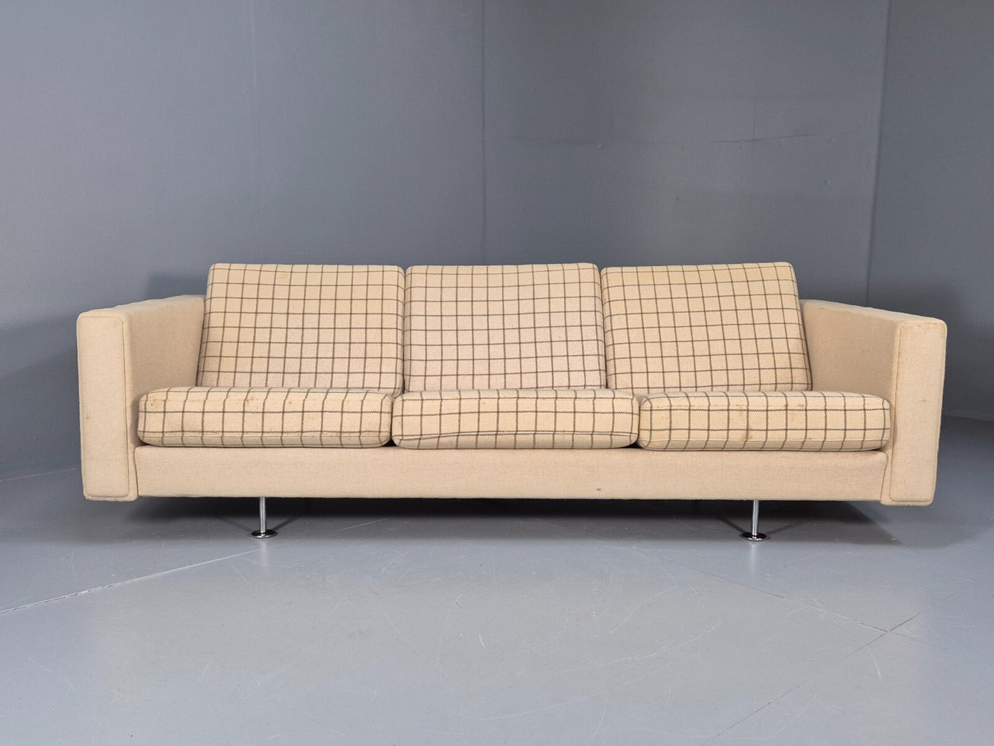 A Vintage Hans Wegner GE300 3 Seat Sofa in Original Wool MCM Retro EB9355 M3SS - UKDK FURNITURE