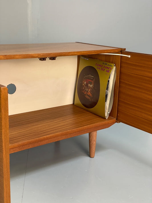 Vintage Teak Record Cabinet 1970s Retro Design Storage EB9719 MWOO - UKDK FURNITURE