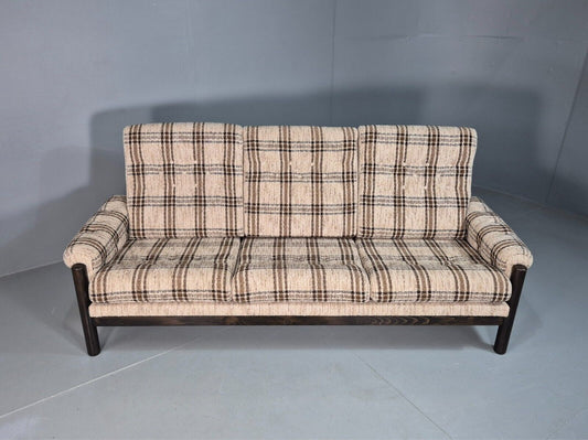 Vintage Danish 3 Seat Sofa Cream and Brown 1970s Retro MCM EB8320 M3SS - UKDK FURNITURE