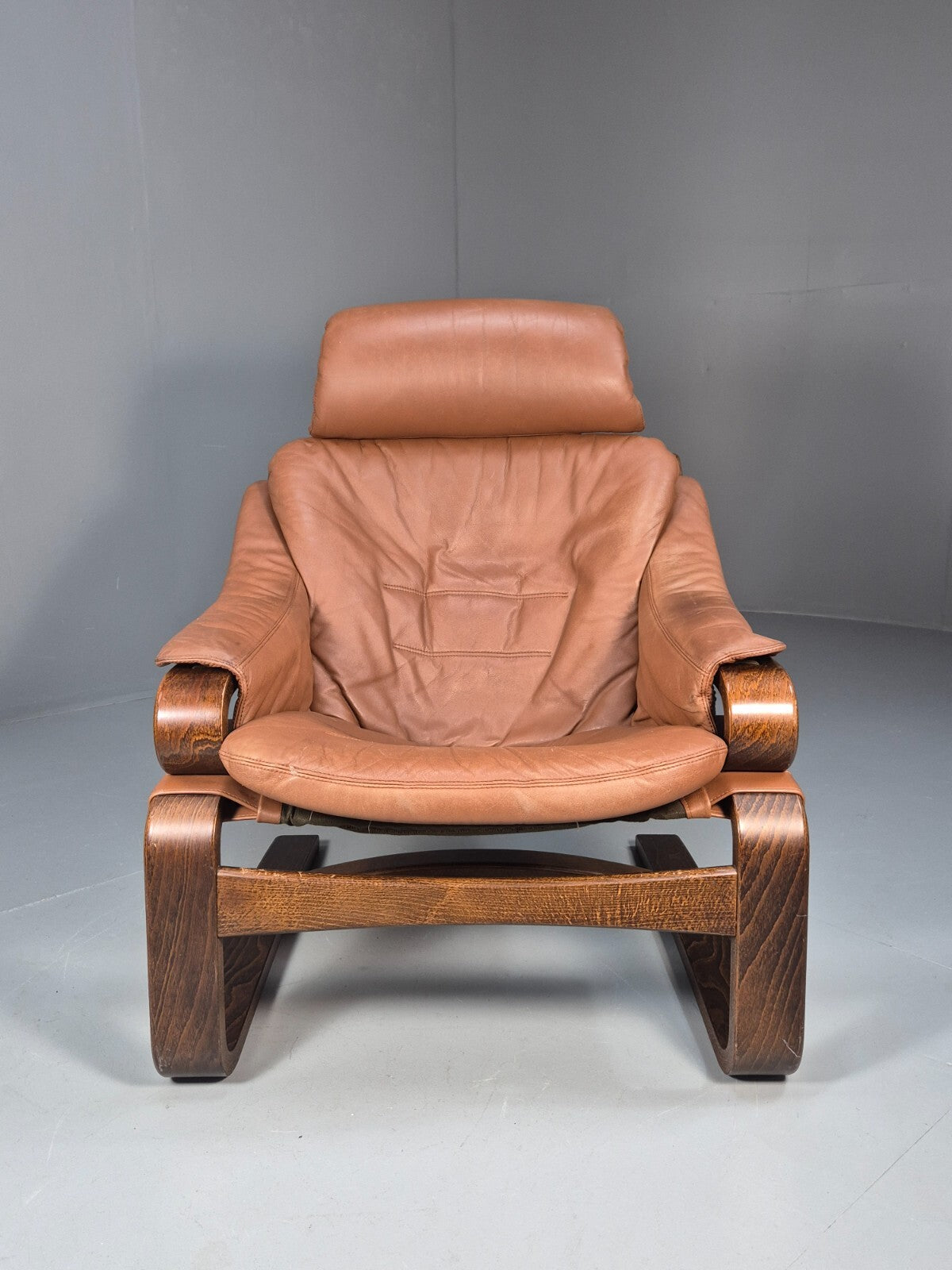 Vintage Skippers Apollo Brown Leather Bentwood Lounge Chair Danish EB9306 MBEN - UKDK FURNITURE