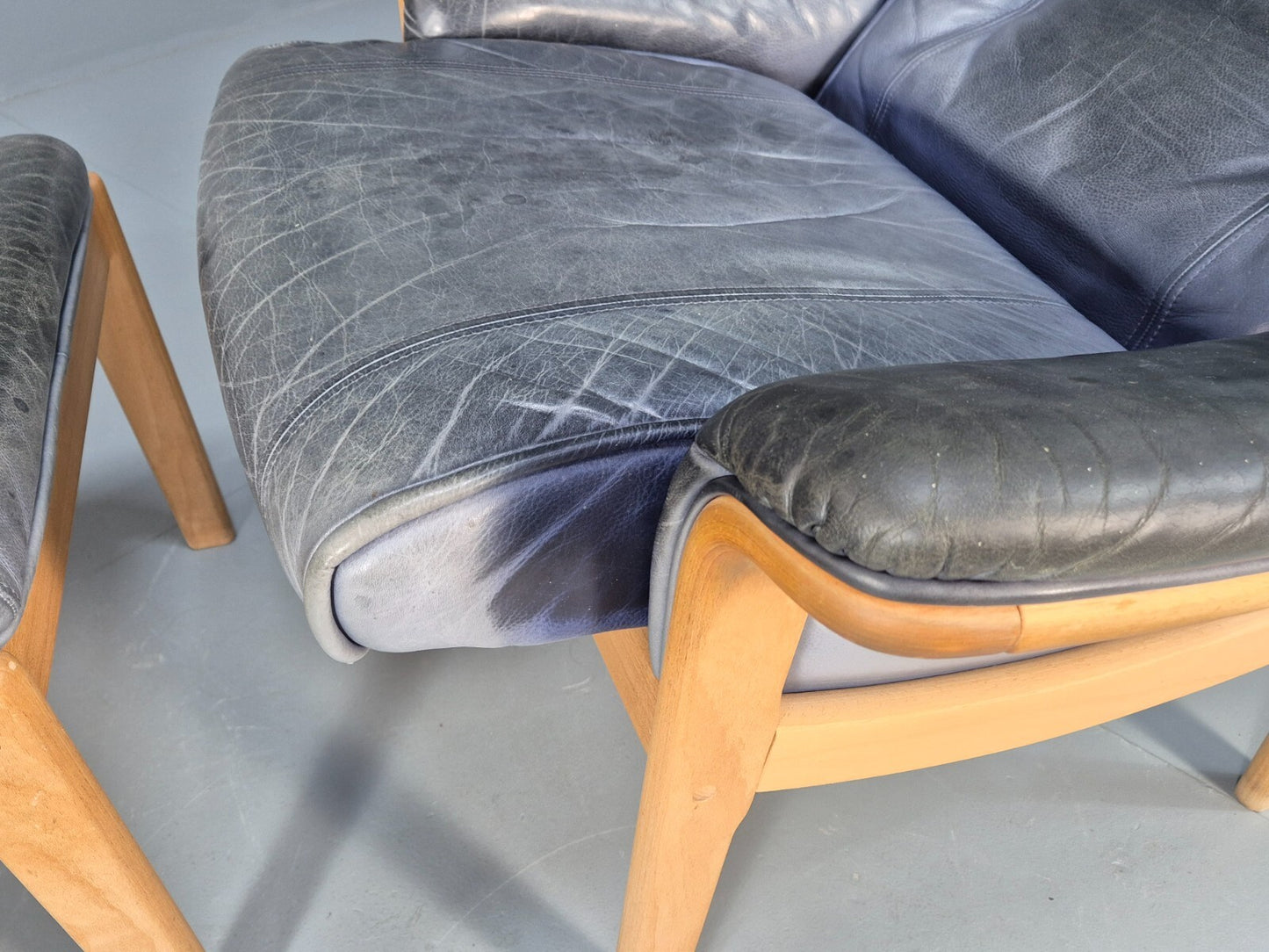 Mogens Hansen Leather Chair and Footstool Vintage Danish Design 1990 EB9270 MNOR - UKDK FURNITURE