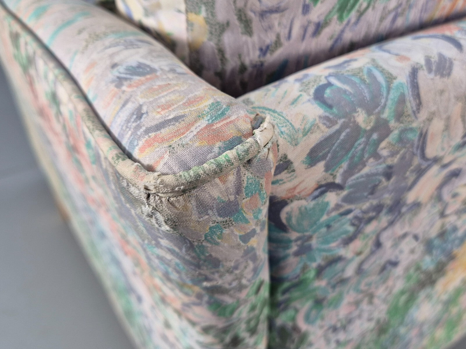 Vintage Two Seater Sofa Danish Mid Century Floral Fabric Beech Legs EB9584 M3SS - UKDK FURNITURE