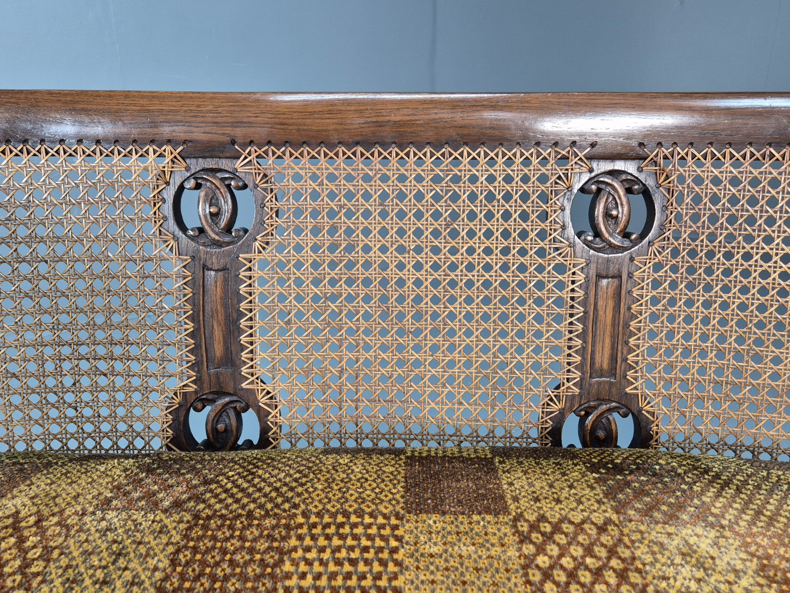 Art Deco Era Settee Two Seater Oak Frame `Bergere Back 1920s EB10692 VBER6