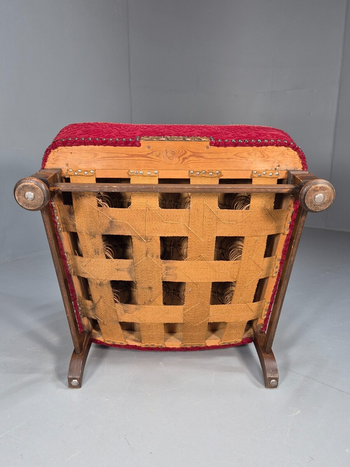 Vintage Danish Lounge Chair Red Moquette Oak Frame 1940s Retro EB8937 VCLO - UKDK FURNITURE