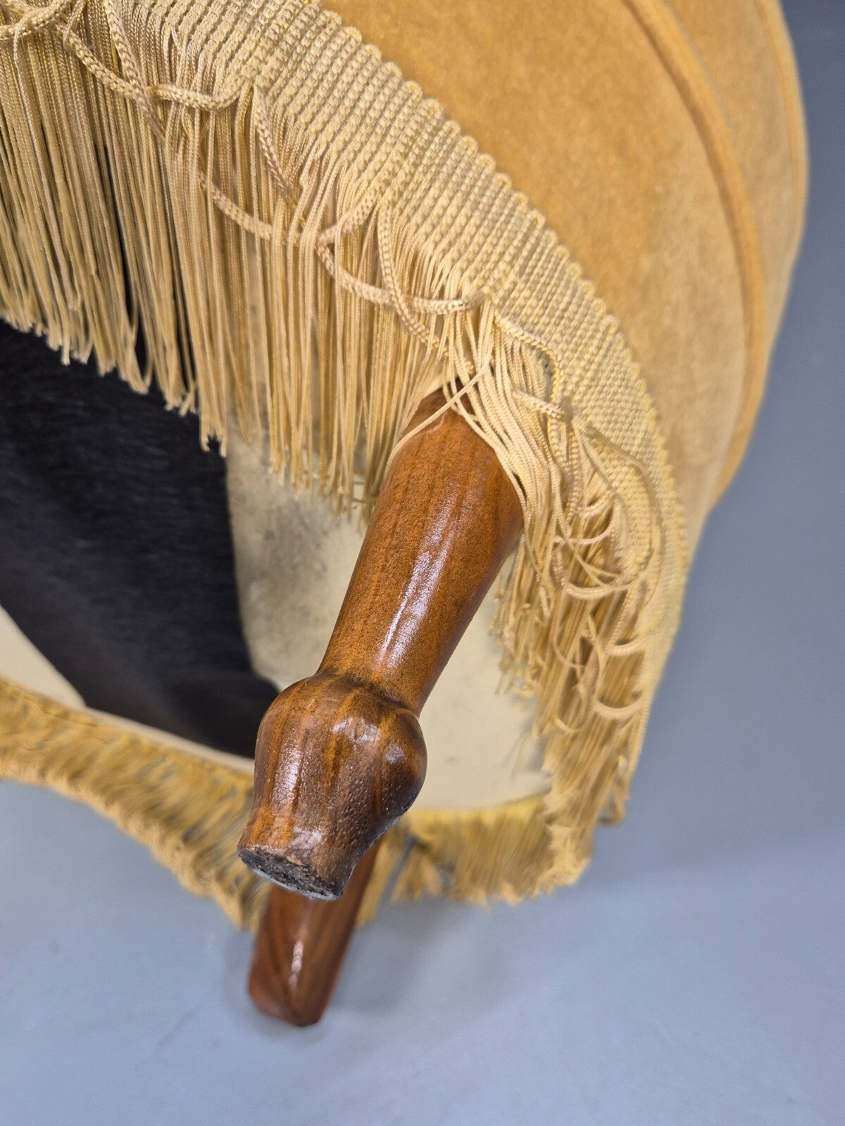 Vintage Yellow Velour Nursing Chair Button Back Tassels Retro EB9700 VCLO - UKDK FURNITURE