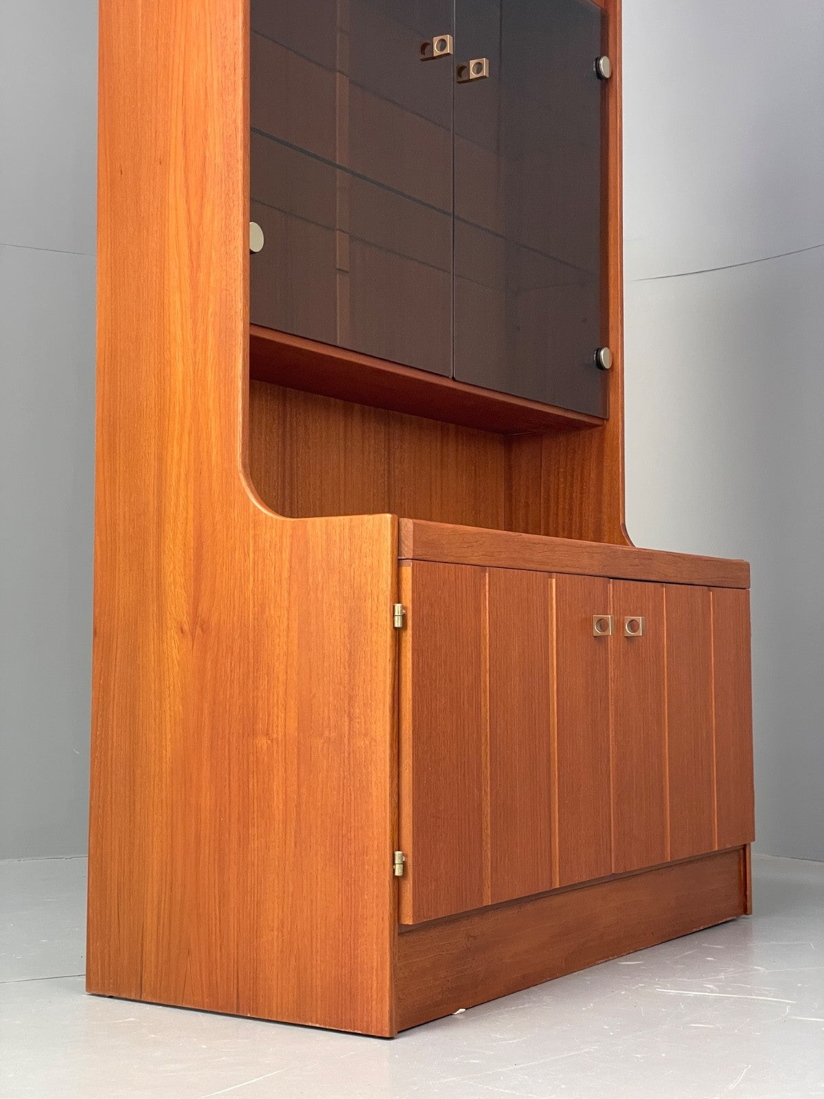 Vintage Teak Shelving Unit Cocktail Cabinet Glazed Retro 1970s EB10011 MWOO - UKDK FURNITURE