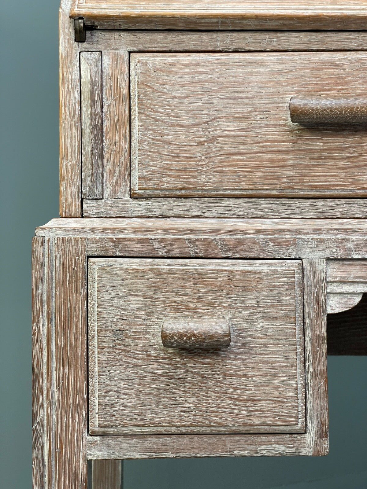 Limed Oak Bureau Bookcase Heal's Style 1930s Vintage Design Drawers EB9501 MWOO - UKDK FURNITURE