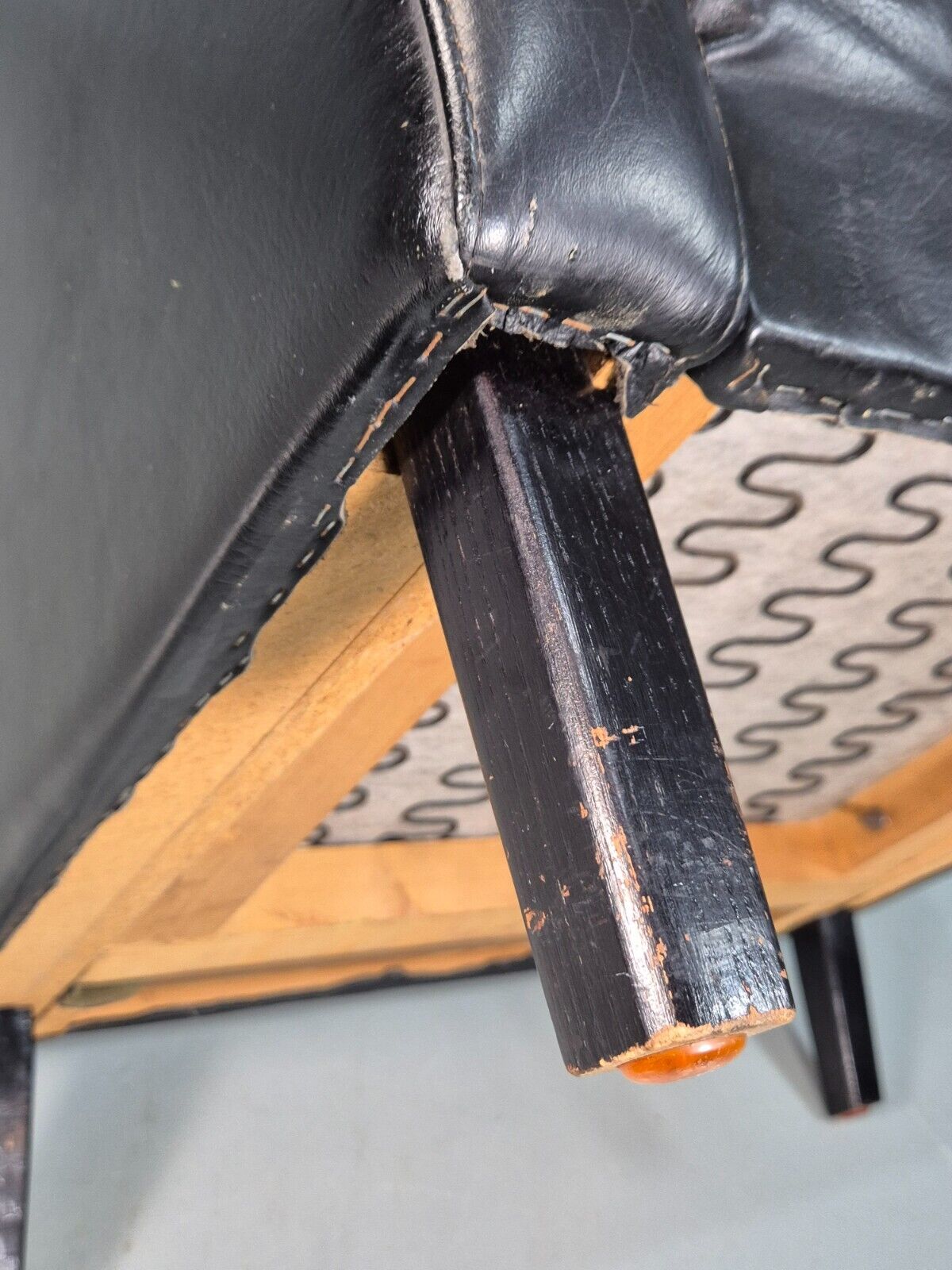 Vintage Danish Lounge Chair Black Leather Wingback 1970s Retro MCM EB8237 MNOR - UKDK FURNITURE