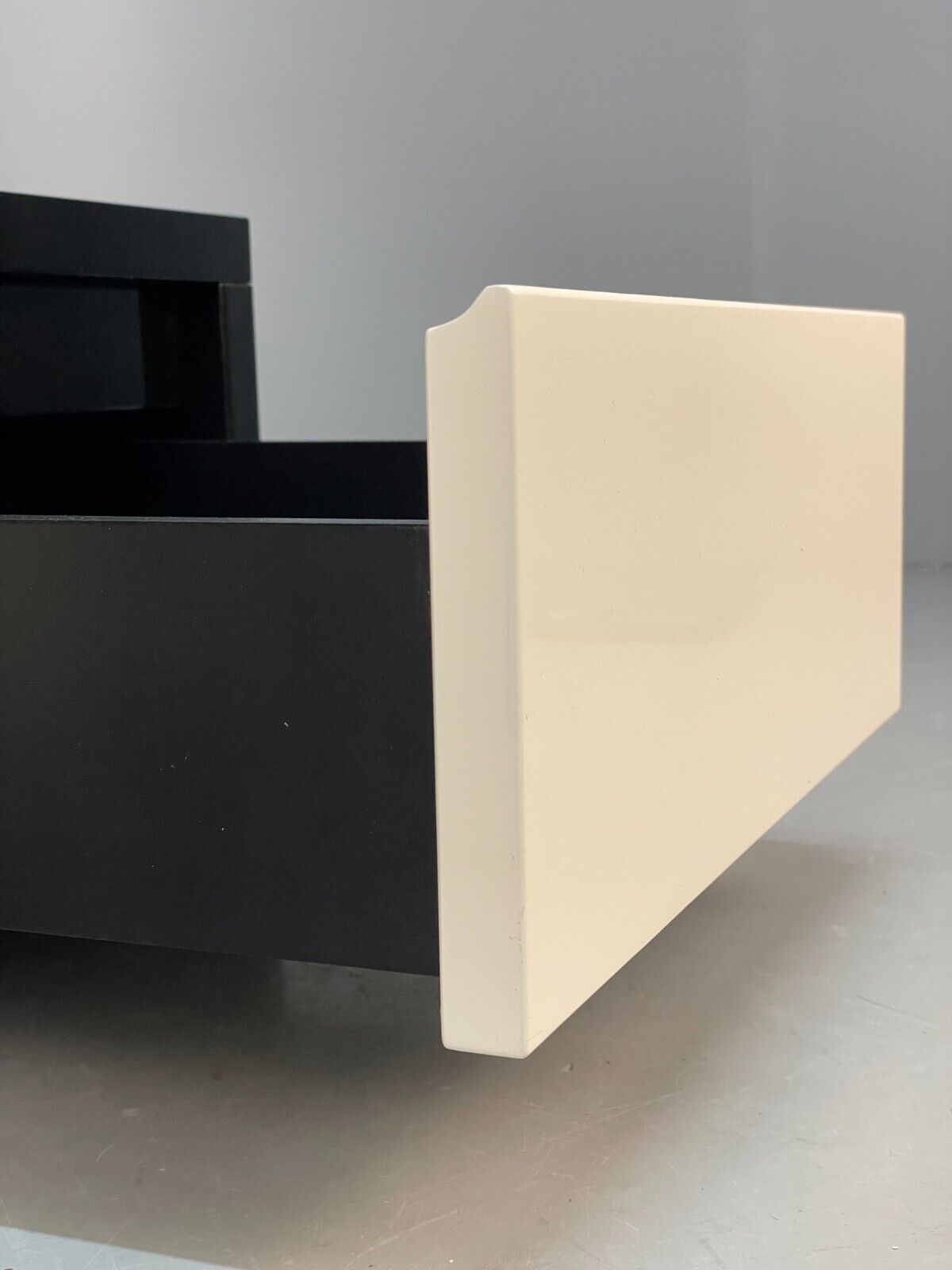 Italian Gloss Black & Off White 1980s Style Tv Unit With Drawers EB8686 MWOO - UKDK FURNITURE