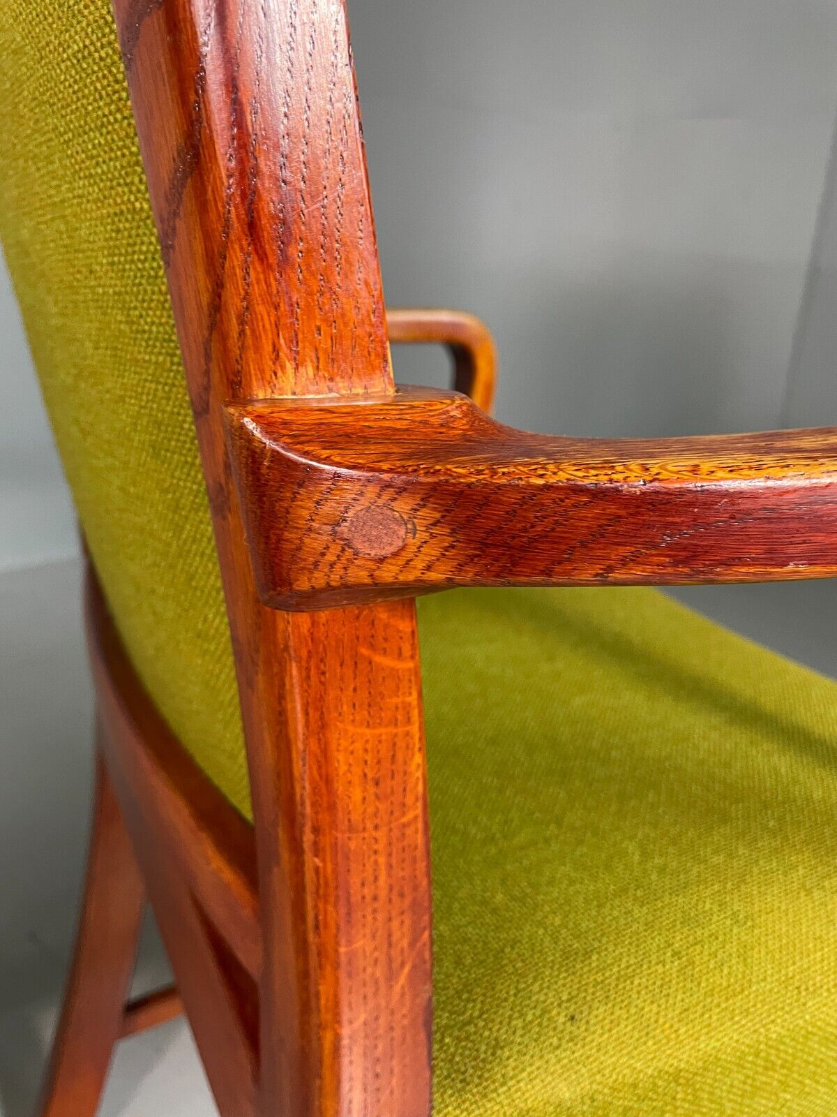 EB6737 2 Vintage Danish Elbow Chairs Green Beechwood Retro MCM MDIN - UKDK FURNITURE