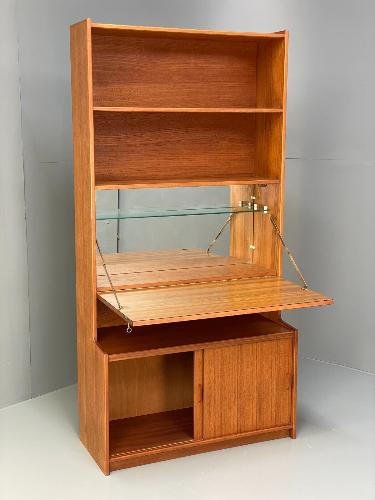 Vintage Teak Wall Unit By Gibbs Furniture 1970s Drinks Cabinet EB9526 MWOO - UKDK FURNITURE