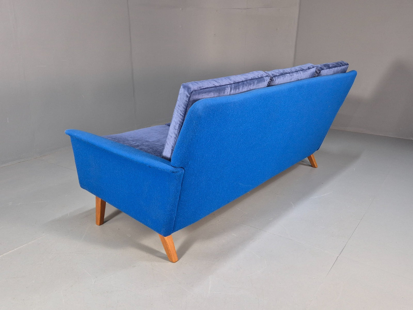 Vintage Folke Ohlsen 3 Seat Sofa Blue New Cushions 1960s Dux Sweden EB9363 M3SS - UKDK FURNITURE