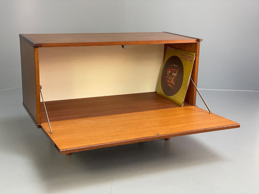 Vintage Teak Record Cabinet 1970s Retro Design Drop Door Storage EB9760 MWOO - UKDK FURNITURE