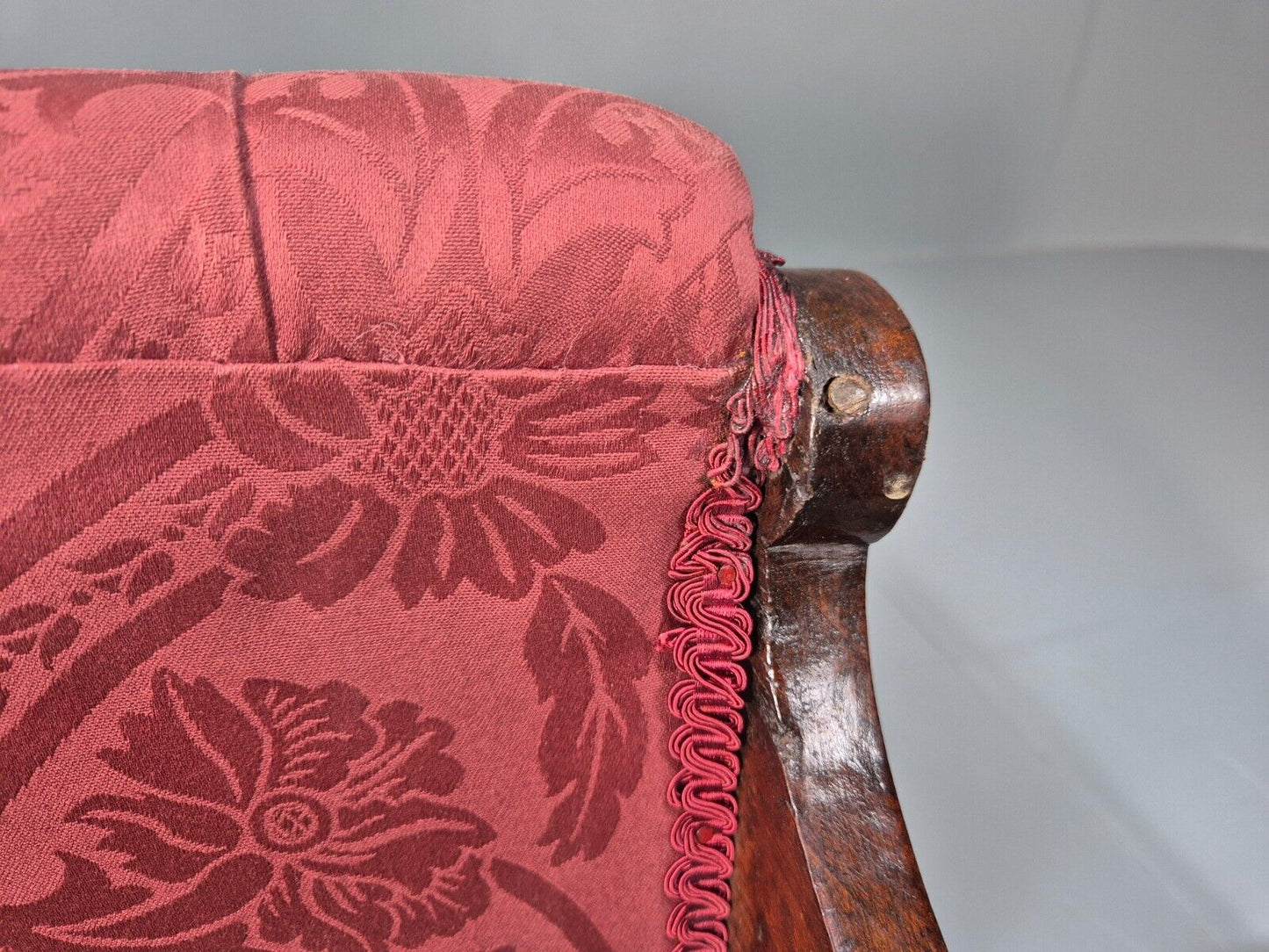 2 Vintage Slipper Chairs Pink Cotton Rosewood Inlay Antique EB8874 VCLO - UKDK FURNITURE