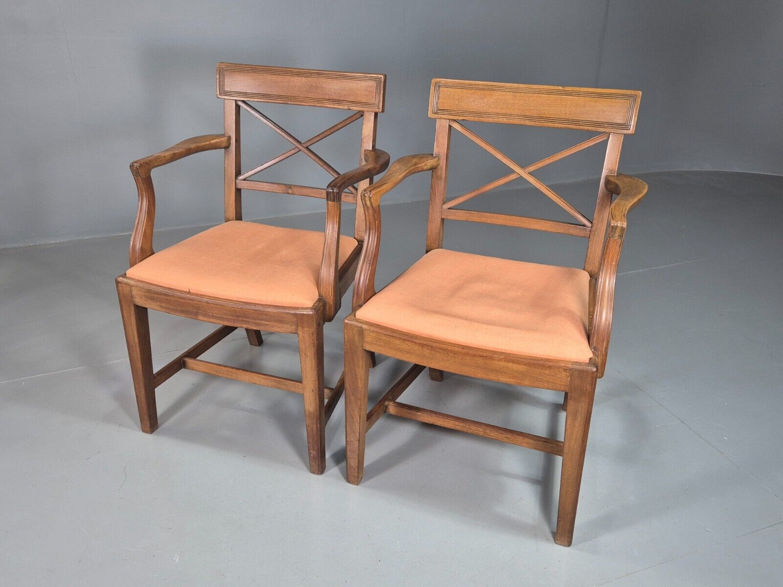 2 Vintage Desk Chairs Beech Frame Early Twentieth Century EB7823 VDIN - UKDK FURNITURE
